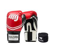 Vulcan Fire Red Boxing Training Gloves, with a Pair of Hand Wraps