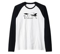Vulcan V Bomber British Jet Plane Flying Silhouette Raglan Baseball Tee