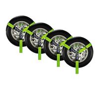 VULCAN Wheel Dolly Tire Harness with Universal O-Ring - 2 Inch x 96 Inch - 4 Pack - High-Viz - 3,300 Pound Safe Working Load - Straps Only - Ratchets Sold Separately