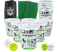 VULCANO SPORTS Par Pong Golf Pong Game - Outdoor Golf Game with 12 Buckets, 2 Hitting Mats & Golf Balls - Golf Chipping Game for Adults, Tailgating, BBQ, Parties & Gifts for Golfers.
