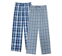 Vulcanodon 2 Pack Men's Cotton Pajama Pants, Soft Woven Pajama Pants for Men Plaid Pj Bottoms (Royal Blue+Aqua Blue, S)