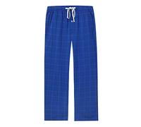 Vulcanodon Mens Cotton Pyjama Bottoms, Lightweight Sleep Pants with Pockets Soft Lounge Pajama Pants for Men Plaid Pj Bottoms (Royal Blue-Plaid, L)