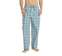 Vulcanodon Men's Cotton Woven Pajama Pants, Soft Lounge Pajama Pants with big pockets for Men Plaid Pj Bottoms (Aqua Blue, L)