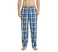 Vulcanodon Men's Cotton Woven Pajama Pants, Soft Lounge Pajama Pants with big pockets for Men Plaid Pj Bottoms (Royal Blue, M)