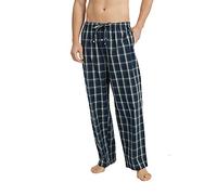 Vulcanodon Men's Cotton Woven Pajama Pants, Soft Lounge Pajama Pants with big pockets for Men Plaid Pj Bottoms (Dark Blue, L)