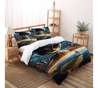 VulcanTrade Aliens Scare The Earth Duvet Cover 3d Mysterious Creature Quilt Cover 3 Piece Luxury with 2 Pillowcases Zipper Closure for Adults(women And Kids) duvets Covers Double(200x200cm)