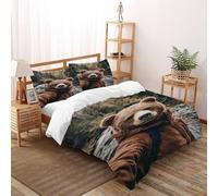 VulcanTrade Animal Duvet Cover 3d Bears in The River Comforter Cover 3 Piece Easy Care with 2 Pillowcases Zipper Closure for Adults(women And Kids) duvets Covers Super King(260x220cm)