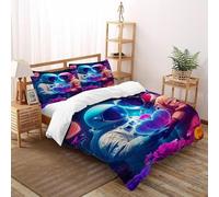 VulcanTrade Astronauts Hearts Duvet Cover 3d Hypoallergenic Bedding 3 Pieces Soft Microfiber with 2 Pillowcases Zipper Closure for Adults（women And Kids） duvets Covers King（220x240cm）