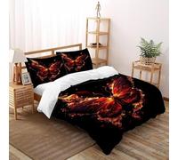 VulcanTrade Butterfly Flame_2 3D Bedding Set Hypoallergenic Bed Set 3 Pieces Easy Care with 2 Pillowcases Zipper Closure for Adults（women And Kids） duvets Covers Double（200x200cm）