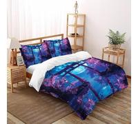 VulcanTrade Cherry Blossom Tree Duvet Cover 3d Anime Architecture Bedding 3 Pieces Luxury with 2 Pillowcases Zipper Closure for Adults（women And Kids） duvets Covers Super King（260x220cm）