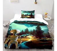 VulcanTrade Electric Shock Alien Spacecraft Duvet Cover 3d Quilt Cover 2 Pieces Easy Care with Pillowcases Zipper Closure for Adults(women And Kids) duvets Covers Single(135x200cm)