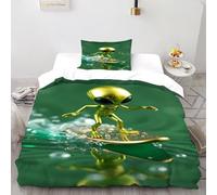 VulcanTrade Golden Alien Rowing Boat Duvet Cover 3d Duvet Cover Set with 2 Piece Soft Microfiber with Pillowcases Zipper Closure for Adults(women And Kids) duvets Covers Single(135x200cm)