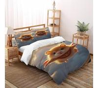 VulcanTrade Hamster Superman 3D Bedding Set Animated Animals Bedding 3 Piece Easy Care with 2 Pillowcases Zipper Closure for Adults(women And Kids) duvets Covers King(220x240cm)
