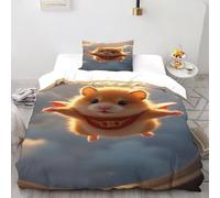 VulcanTrade Hamster Superman Duvet Cover 3d Animated Animals Bed Set 2 Pieces Luxury with Pillowcases Zipper Closure for Adults(women And Kids) duvets Covers Single(135x200cm)