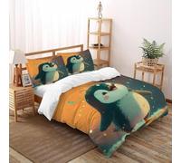 VulcanTrade Happy Little Penguin 3D Bedding Set Animated Animals Quilt Cover 3 Pieces Luxury with 2 Pillowcases Zipper Closure for Adults(women And Kids) duvets Covers King(220x240cm)