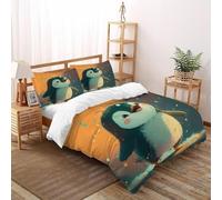 VulcanTrade Happy Little Penguin Duvet Cover 3d Animated Animals Comforter Cover 3 Piece Easy Care with 2 Pillowcases Zipper Closure for Adults(women And Kids) duvets Covers Double(200x200cm)