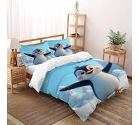 VulcanTrade Happy Penguin 3D Bedding Set Animated Animals Comforter Cover 3 Piece Easy Care with 2 Pillowcases Zipper Closure for Adults(women And Kids) duvets Covers King(220x240cm)