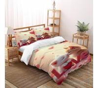 VulcanTrade Kiss The Kitten Lightly 3D Bedding Set Anime Animals Quilt Cover 3 Piece Easy Care with 2 Pillowcases Zipper Closure for Adults（women And Kids） duvets Covers Super King（260x220cm）