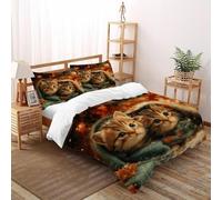 VulcanTrade Kittens Christmas_2 3D Bedding Set Soft Bedding Set 3 Piece Easy Care with 2 Pillowcases Zipper Closure for Adults（women And Kids） duvets Covers King（220x240cm）