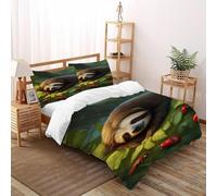 VulcanTrade Ladybugs And Sloths 3D Bedding Set Animated Animals Bedding Set 3 Piece Easy Care with 2 Pillowcases Zipper Closure for Adults（women And Kids） duvets Covers King（220x240cm）