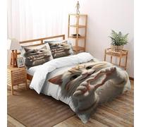 VulcanTrade More Than A Caring Cat Duvet Cover 3d Anime Animals Bedding 3 Pieces Easy Care with 2 Pillowcases Zipper Closure for Adults（women And Kids） duvets Covers King（220x240cm）