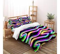 VulcanTrade Rainbow Black Duvet Cover 3d Breathable Comforter Cover 3 Piece Luxury with 2 Pillowcases Zipper Closure for Adults（women And Kids） duvets Covers Super King（260x220cm）