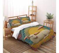 VulcanTrade Sheep Sun_1 Duvet Cover 3d Soft Bed Set 3 Pieces Luxury with 2 Pillowcases Zipper Closure for Adults（women And Kids） duvets Covers King（220x240cm）