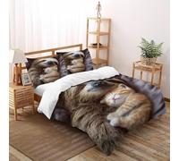 VulcanTrade Sloths And Cats 3D Bedding Set Animated Animals Bed Set 3 Pieces Easy Care with 2 Pillowcases Zipper Closure for Adults（women And Kids） duvets Covers Double（200x200cm）