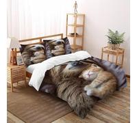VulcanTrade Sloths And Cats Duvet Cover 3d Animated Animals Quilt Cover 3 Pieces Luxury with 2 Pillowcases Zipper Closure for Adults（women And Kids） duvets Covers King（220x240cm）