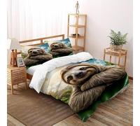 VulcanTrade Sloths in The Forest 3D Bedding Set Animated Animals Bed Set 3 Pieces Easy Care with 2 Pillowcases Zipper Closure for Adults（women And Kids） duvets Covers King（220x240cm）
