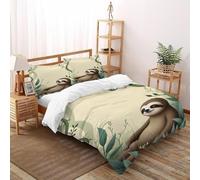 VulcanTrade Sloths in The Grass 3D Bedding Set Animated Animals Bed Set 3 Piece Soft Microfiber with 2 Pillowcases Zipper Closure for Adults（women And Kids） duvets Covers King（220x240cm）