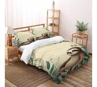 VulcanTrade Sloths in The Grass Duvet Cover 3d Animated Animals Comforter Cover 3 Piece Luxury with 2 Pillowcases Zipper Closure for Adults（women And Kids） duvets Covers Super King（260x220cm）