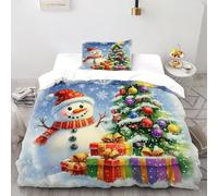VulcanTrade Snowman Christmas_1 Duvet Cover 3d Soft Duvet Cover Set with 2 Piece Soft Microfiber with Pillowcases Zipper Closure for Adults（women And Kids） duvets Covers Single（135x200cm）