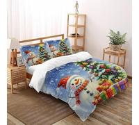VulcanTrade Snowman Christmas_2 Duvet Cover 3d Soft Duvet Cover Set with 3 Piece Luxury with 2 Pillowcases Zipper Closure for Adults（women And Kids） duvets Covers Super King（260x220cm）