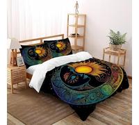 VulcanTrade Sun Moon_1 Duvet Cover 3d Soft Bedding 3 Piece Soft Microfiber with 2 Pillowcases Zipper Closure for Adults（women And Kids） duvets Covers Super King（260x220cm）