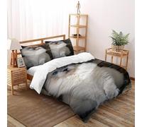 VulcanTrade The Cat by The Wall 3D Bedding Set Reptile Bed Set 3 Pieces Easy Care with 2 Pillowcases Zipper Closure for Adults(women And Kids) duvets Covers Double(200x200cm)