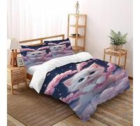 VulcanTrade The Cat in Love Duvet Cover 3d Anime Animals Quilt Cover 3 Pieces Easy Care with 2 Pillowcases Zipper Closure for Adults（women And Kids） duvets Covers King（220x240cm）