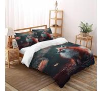VulcanTrade The Fox Under The Fallen Leaves Duvet Cover 3d Quilt Cover 3 Pieces Easy Care with 2 Pillowcases Zipper Closure for Adults(women And Kids) duvets Covers Super King(260x220cm)