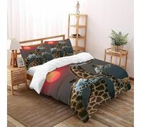 VulcanTrade The Little Deer Under The Sunset 3D Bedding Set Wildlife Quilt Cover 3 Pieces Luxury with 2 Pillowcases Zipper Closure for Adults（women And Kids） duvets Covers King（220x240cm）