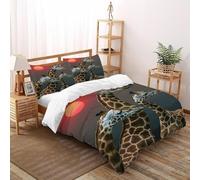 VulcanTrade The Little Deer Under The Sunset Duvet Cover 3d Wildlife Bedding 3 Pieces Luxury with 2 Pillowcases Zipper Closure for Adults（women And Kids） duvets Covers Super King（260x220cm）