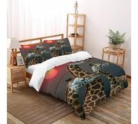 VulcanTrade The Little Deer Under The Sunset Duvet Cover 3d Wildlife Comforter Cover 3 Pieces Luxury with 2 Pillowcases Zipper Closure for Adults（women And Kids） duvets Covers Double（200x200cm）