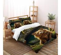 VulcanTrade The Little Wolf in The Cave Duvet Cover 3d Wildlife Comforter Cover 3 Piece Luxury with 2 Pillowcases Zipper Closure for Adults（women And Kids） duvets Covers Double（200x200cm）