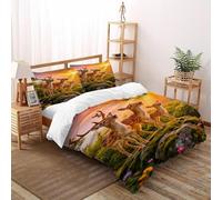 VulcanTrade Three Little Deer on The Stone Duvet Cover 3d Wildlife Bedding Set 3 Pieces Easy Care with 2 Pillowcases Zipper Closure for Adults（women And Kids） duvets Covers King（220x240cm）
