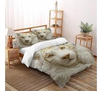 VulcanTrade Tiger White Duvet Cover 3d Breathable Bed Set 3 Pieces Soft Microfiber with 2 Pillowcases Zipper Closure for Adults（women And Kids） duvets Covers Super King（260x220cm）