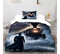 VulcanTrade Trains And People 3D Bedding Set Means of Transportation Bed Set 2 Pieces Soft Microfiber with Pillowcases Zipper Closure for Adults（women And Kids） duvets Covers Single（135x200cm）