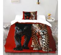 VulcanTrade Two Leopards Duvet Cover 3d Animated Animals Bed Set 2 Pieces Easy Care with Pillowcases Zipper Closure for Adults（women And Kids） duvets Covers Single（135x200cm）