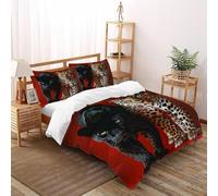 VulcanTrade Two Leopards Duvet Cover 3d Animated Animals Bedding Set 3 Piece Easy Care with 2 Pillowcases Zipper Closure for Adults（women And Kids） duvets Covers King（220x240cm）