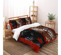 VulcanTrade Two Leopards Duvet Cover 3d Animated Animals Bedding Set 3 Pieces Easy Care with 2 Pillowcases Zipper Closure for Adults（women And Kids） duvets Covers Double（200x200cm）