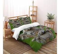 VulcanTrade Two Sloths with Wooden Sticks Duvet Cover 3d Bedding Set 3 Pieces Easy Care with 2 Pillowcases Zipper Closure for Adults(women And Kids) duvets Covers Super King(260x220cm)
