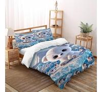 VulcanTrade White Bear And Little Penguin Duvet Cover 3d Duvet Cover Set with 3 Piece Soft Microfiber with 2 Pillowcases Zipper Closure for Adults(women And Kids) duvets Covers King(220x240cm)